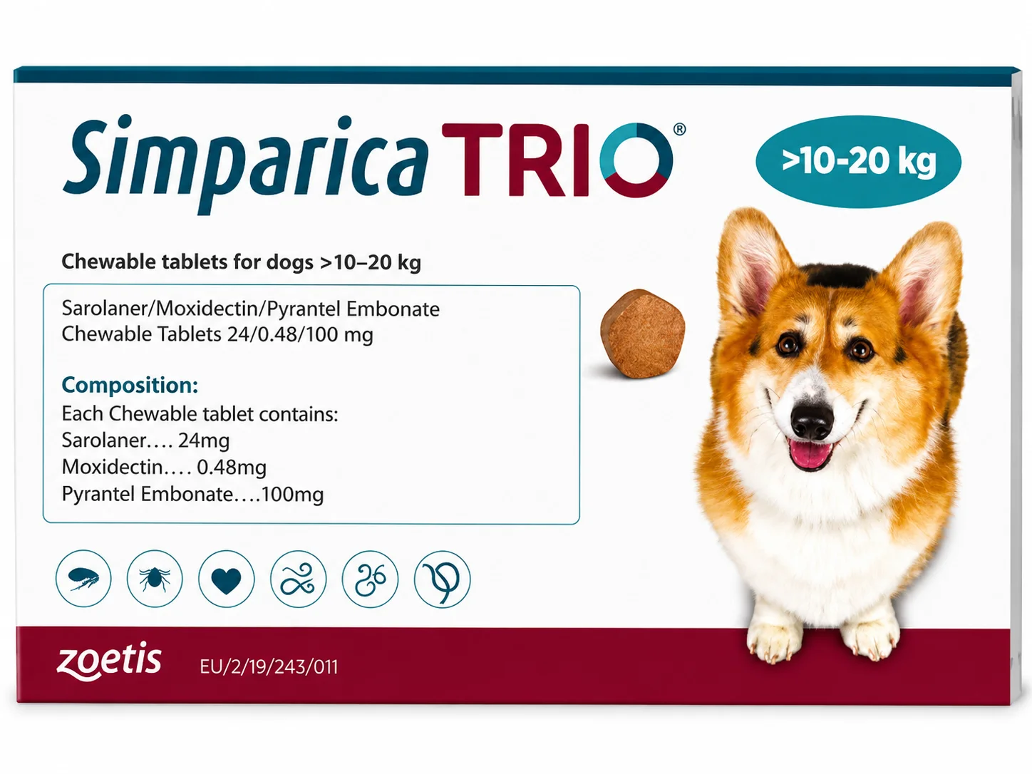SIMPARICA TRIO 24/0.48/100MG